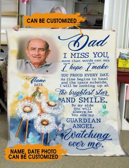 Custom Memorial Blanket With Pictures For Loss Of Dad Mom Someone I Miss You More Than Blanket White M343