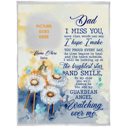 Custom Memorial Blanket With Pictures For Loss Of Dad Mom Someone I Miss You More Than Blanket White M343