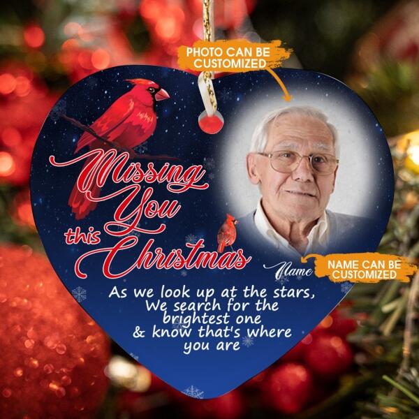 Custom Christmas Memorial Ornament For Loss Of Mom Dad Someone Missing You This Christmas Ornament Blue M346