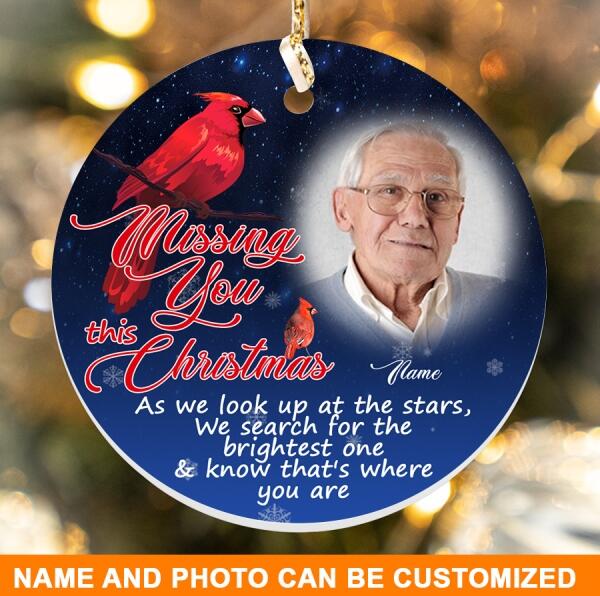 Custom Christmas Memorial Ornament For Loss Of Mom Dad Someone Missing You This Christmas Ornament Blue M346