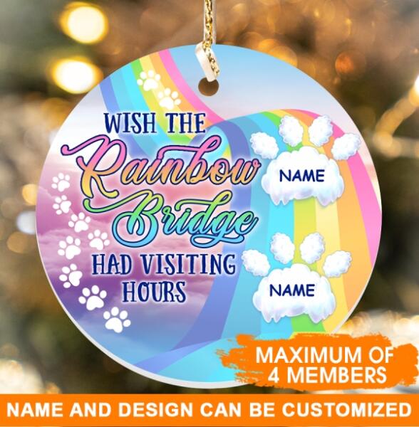 Custom Pet Memorial Ornament For Pet Lovers Wish The Rainbow Bridge Christmas Ornament Pink M345