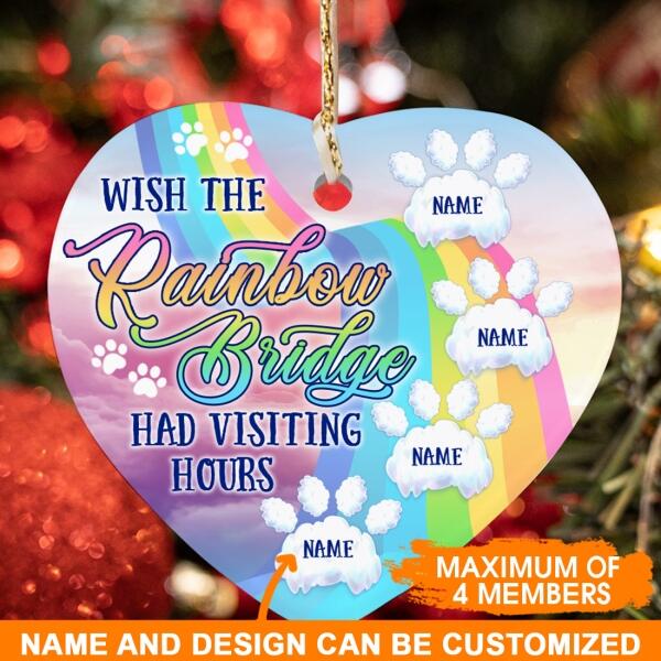 Custom Pet Memorial Ornament For Pet Lovers Wish The Rainbow Bridge Christmas Ornament Pink M345