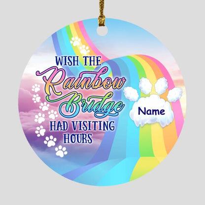 Custom Pet Memorial Ornament For Pet Lovers Wish The Rainbow Bridge Christmas Ornament Pink M345