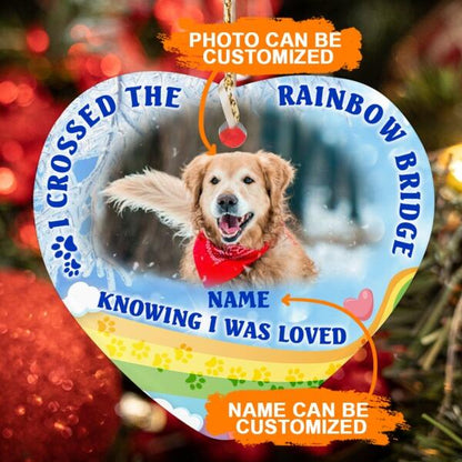 Custom Memorial Ornament For Loss Of Pet I Cross The Rainbow Ornament Blue M369