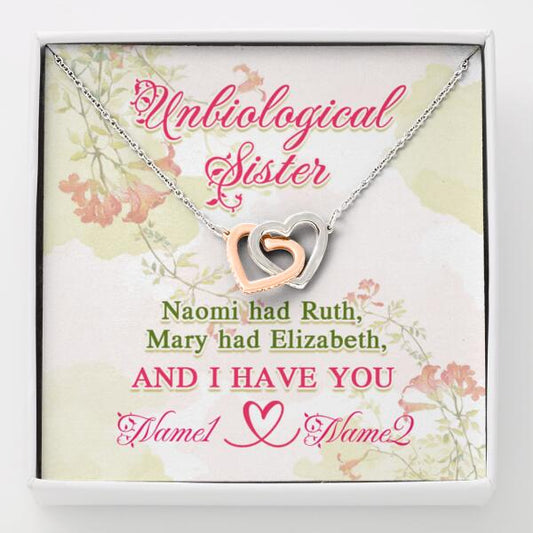 Personalized Sister Interlocking Heart Necklace Unbiological Sister Gift For Besties Custom Family Gift F18