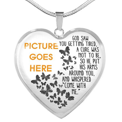 Personalized Memorial Heart Necklace God Saw You Come With Me Butterfly For Mom Dad Grandma Daughter Son Custom Memorial Gift M141