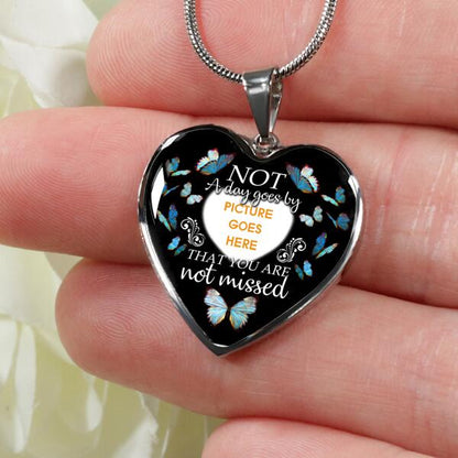 Personalized Memorial Heart Necklace Not A Day Goes By Butterfly For Mom Dad Grandma Daughter Son Custom Memorial Gift M188