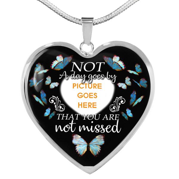 Personalized Memorial Heart Necklace Not A Day Goes By Butterfly For Mom Dad Grandma Daughter Son Custom Memorial Gift M188