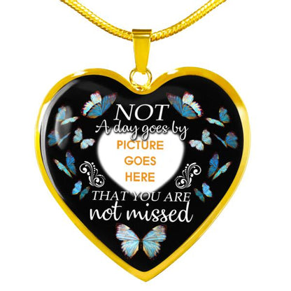 Personalized Memorial Heart Necklace Not A Day Goes By Butterfly For Mom Dad Grandma Daughter Son Custom Memorial Gift M188