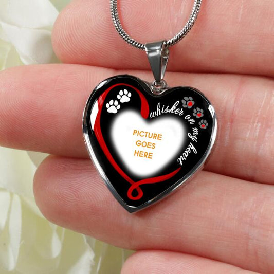 Personalized Pet Memorial Heart Necklace Whisker On My Heart For Pet Custom Memorial Gift M190