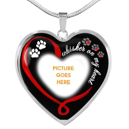 Personalized Pet Memorial Heart Necklace Whisker On My Heart For Pet Custom Memorial Gift M190