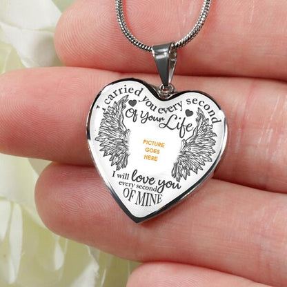 Personalized Memorial Heart Necklace I Carried You Every Second Of Your Life For Mom Dad Grandma Daughter Son Custom Memorial Gift M212