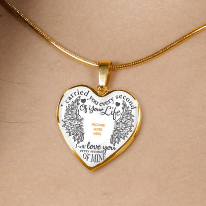 Personalized Memorial Heart Necklace I Carried You Every Second Of Your Life For Mom Dad Grandma Daughter Son Custom Memorial Gift M212