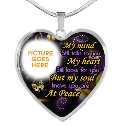 Personalized Memorial Heart Necklace Memorial My Mind Still Talk To You For Mom Dad Grandma Daughter Son Custom Memorial GiftM290