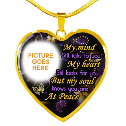 Personalized Memorial Heart Necklace Memorial My Mind Still Talk To You For Mom Dad Grandma Daughter Son Custom Memorial GiftM290