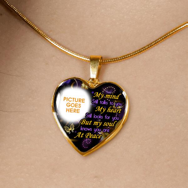 Personalized Memorial Heart Necklace Memorial My Mind Still Talk To You For Mom Dad Grandma Daughter Son Custom Memorial GiftM290