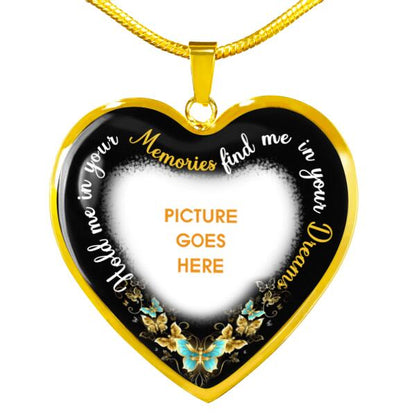 Personalized Memorial Heart Necklace Hold Me In Your Memories For Mom Dad Grandma Daughter Son Custom Memorial Gift M295