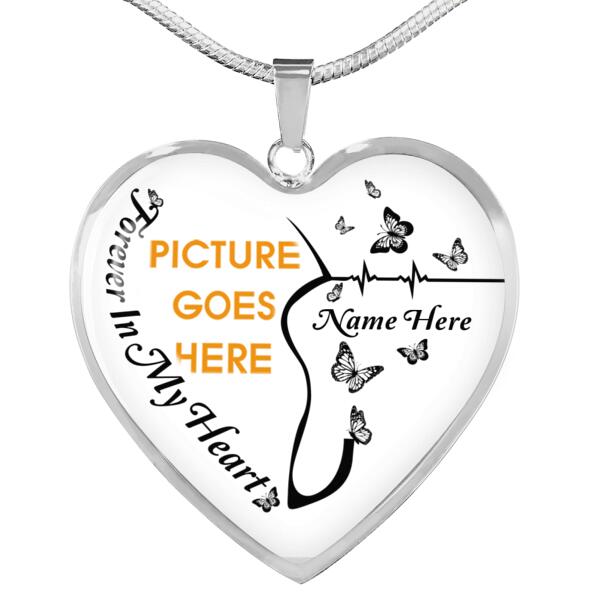 Personalized Memorial Heart Necklace Forever In My Heart Butterfly For Mom Dad Grandma Daughter Son Custom Memorial Gift M52A