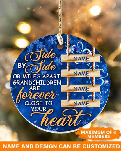 Personalized Grandma Christmas Ornament Side By Side Or Miles Apart For Grandma Custom Family Gift F21