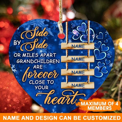 Personalized Grandma Christmas Ornament Side By Side Or Miles Apart For Grandma Custom Family Gift F21