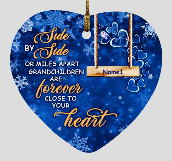 Personalized Grandma Christmas Ornament Side By Side Or Miles Apart For Grandma Custom Family Gift F21