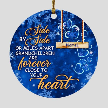 Personalized Grandma Christmas Ornament Side By Side Or Miles Apart For Grandma Custom Family Gift F21