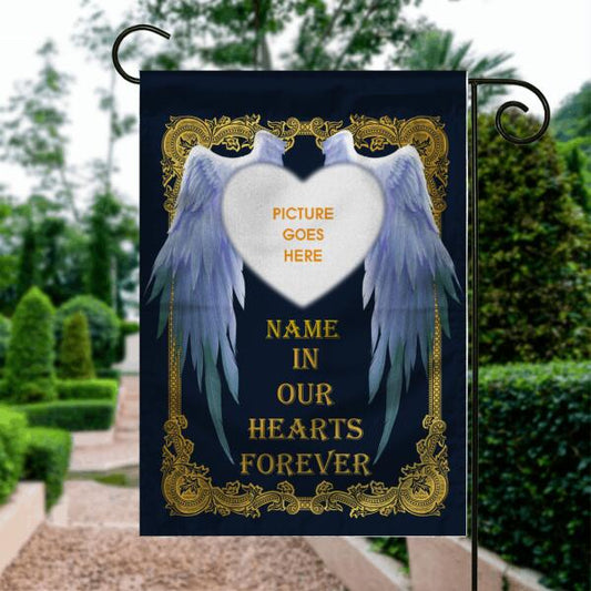 Personalized Memorial Garden Flag In Our Hearts Forever Garden Flag For Loss Of Dad Mom Custom Memorial Gift M378