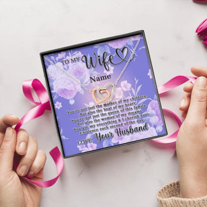 Personalized Wife Interlocking Heart Necklace Message Card You're Not Just The Mother For Your Wife Custom Family Gift F24