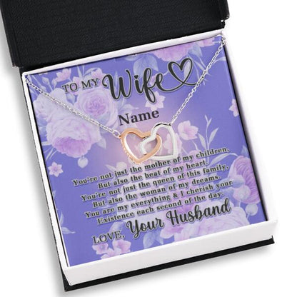 Personalized Wife Interlocking Heart Necklace Message Card You're Not Just The Mother For Your Wife Custom Family Gift F24