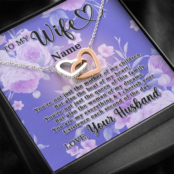 Personalized Wife Interlocking Heart Necklace Message Card You're Not Just The Mother For Your Wife Custom Family Gift F24