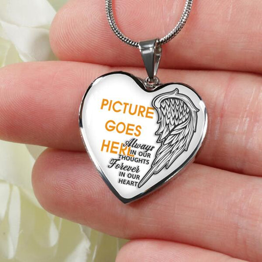 Personalized Memorial Heart Necklace Always In Our Thoughts For Mom Dad Grandma Daughter Son Custom Memorial Gift M383