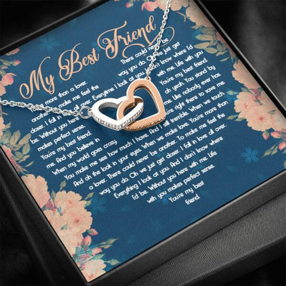 Couple Interlocking Heart Necklace Message Card My Best Friend Gift For Wife Girlfriend Family Gift F26