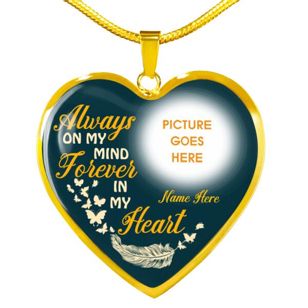 Personalized Memorial Heart Necklace Always On My Mind For Mom Dad Grandma Daughter Son Custom Memorial Gift M389