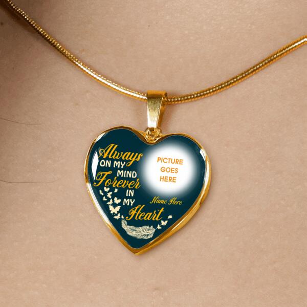 Personalized Memorial Heart Necklace Always On My Mind For Mom Dad Grandma Daughter Son Custom Memorial Gift M389