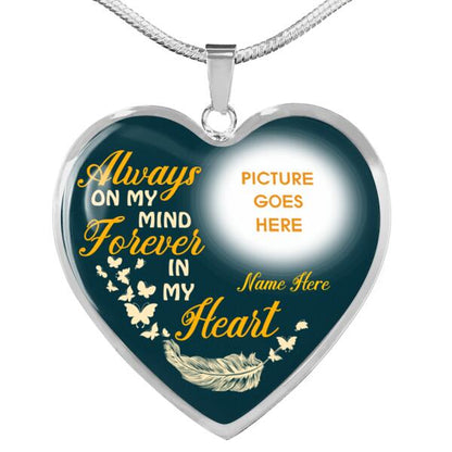 Personalized Memorial Heart Necklace Always On My Mind For Mom Dad Grandma Daughter Son Custom Memorial Gift M389