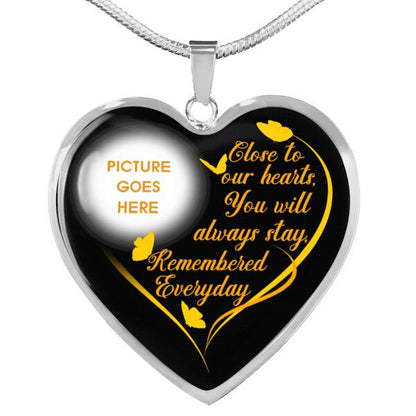 Personalized Memorial Heart Necklace Close To Ours Hearts For Mom Dad Grandma Daughter Son Custom Memorial Gift M385