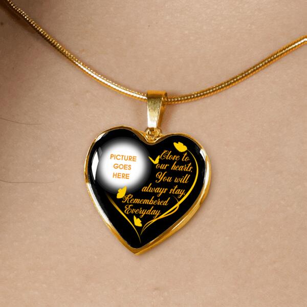 Personalized Memorial Heart Necklace Close To Ours Hearts For Mom Dad Grandma Daughter Son Custom Memorial Gift M385