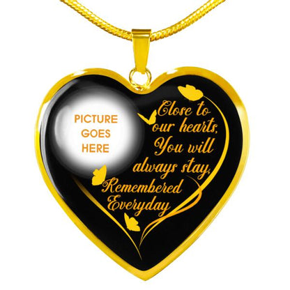 Personalized Memorial Heart Necklace Close To Ours Hearts For Mom Dad Grandma Daughter Son Custom Memorial Gift M385