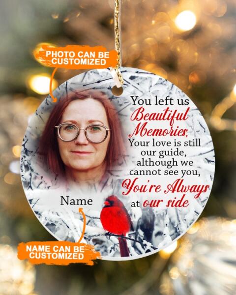 Custom Memorial Ornament For Lost Loved One Beautiful Memories Christmas Ornament White M388