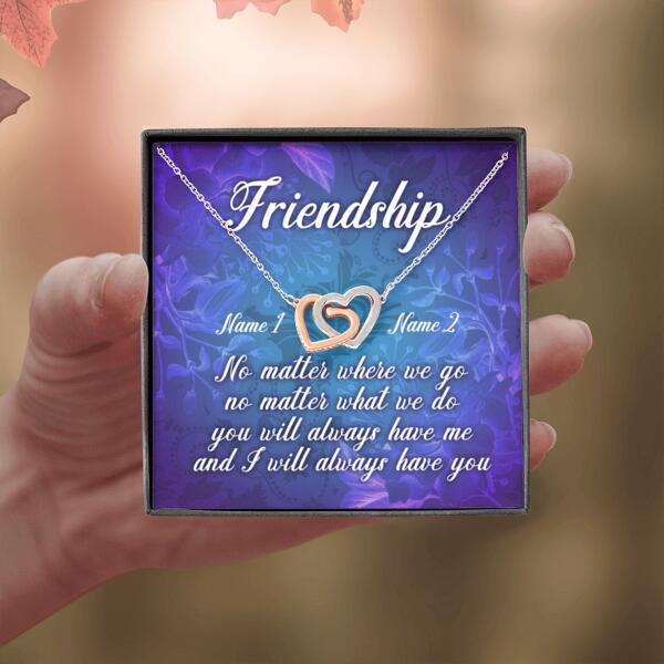 Personalized Friend Interlocking Heart Necklace Message Card Friendship Gift For Bestie Custom Gift F28