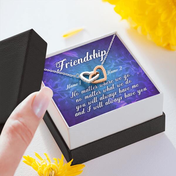 Personalized Friend Interlocking Heart Necklace Message Card Friendship Gift For Bestie Custom Gift F28