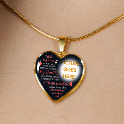 Personalized Memorial Heart Necklace I Hide My Tears For Mom Dad Grandma Daughter Son Custom Memorial Gift M391