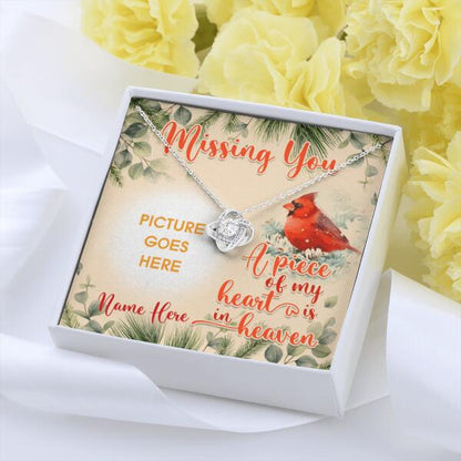 Personalized Memorial Love Knot Necklace Missing You A Piece Of My Heart For Mom Dad Grandma Daughter Son Custom Memorial Gift M390