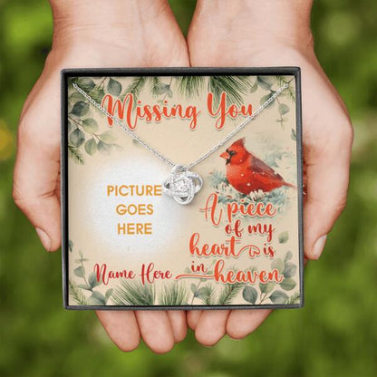 Personalized Memorial Love Knot Necklace Missing You A Piece Of My Heart For Mom Dad Grandma Daughter Son Custom Memorial Gift M390