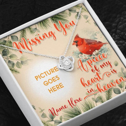 Personalized Memorial Love Knot Necklace Missing You A Piece Of My Heart For Mom Dad Grandma Daughter Son Custom Memorial Gift M390