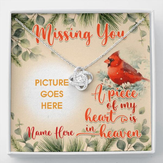 Personalized Memorial Love Knot Necklace Missing You A Piece Of My Heart For Mom Dad Grandma Daughter Son Custom Memorial Gift M390