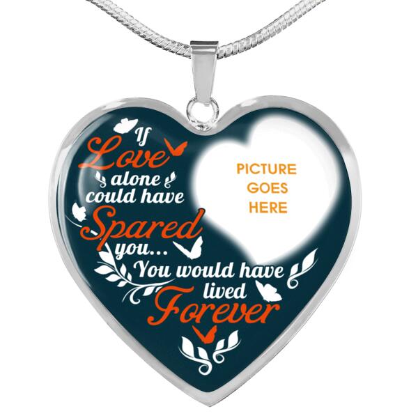 Personalized Memorial Heart Necklace If Love Alone For Mom Dad Grandma Daughter Son Custom Memorial Gift M392