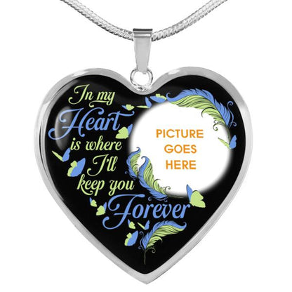 Personalized Memorial Heart Necklace In My Heart Is Where I'll Keep You For Mom Dad Grandma Daughter Son Custom Memorial Gift M396