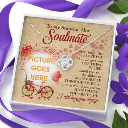 Personalized Love Knot Necklace Message Card To My Smokin Hot Soulmate Gift For Wife Custom Family Gift F31