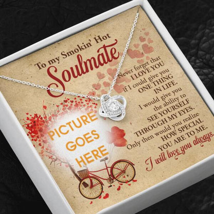 Personalized Love Knot Necklace Message Card To My Smokin Hot Soulmate Gift For Wife Custom Family Gift F31